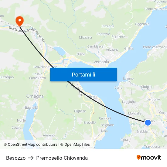 Besozzo to Premosello-Chiovenda map