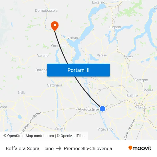 Boffalora Sopra Ticino to Premosello-Chiovenda map