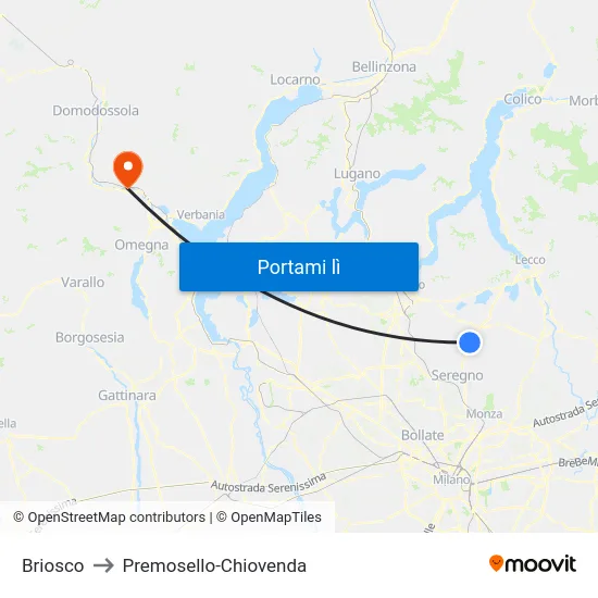 Briosco to Premosello-Chiovenda map