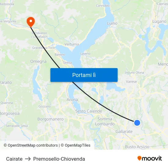 Cairate to Premosello-Chiovenda map