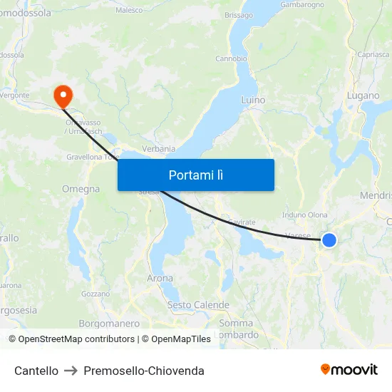 Cantello to Premosello-Chiovenda map