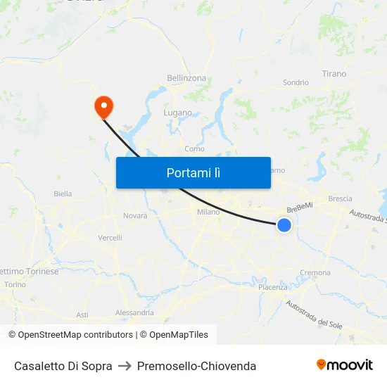 Casaletto Di Sopra to Premosello-Chiovenda map