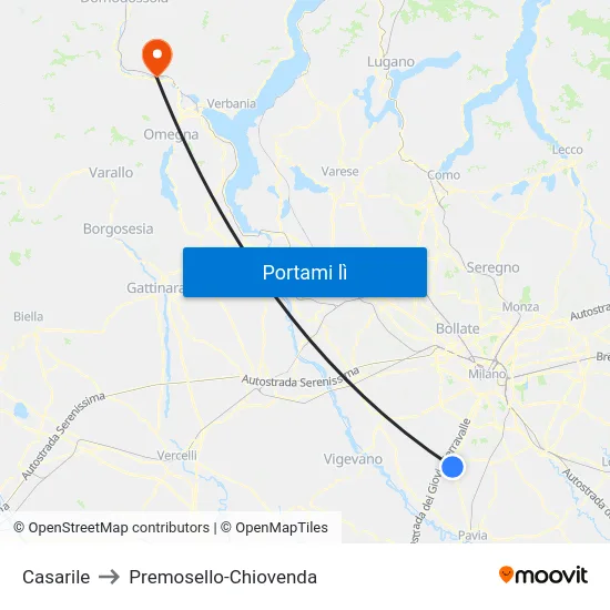 Casarile to Premosello-Chiovenda map
