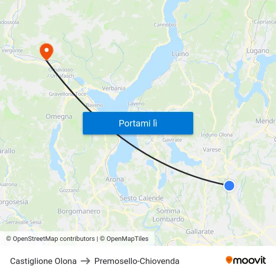 Castiglione Olona to Premosello-Chiovenda map