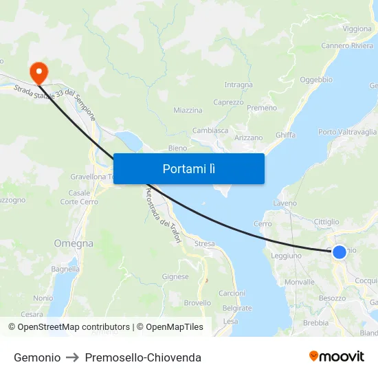 Gemonio to Premosello-Chiovenda map