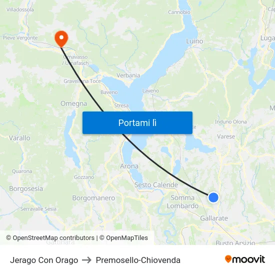 Jerago Con Orago to Premosello-Chiovenda map