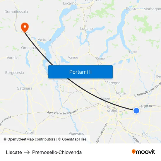 Liscate to Premosello-Chiovenda map