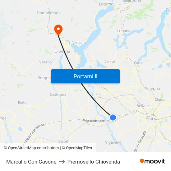 Marcallo Con Casone to Premosello-Chiovenda map