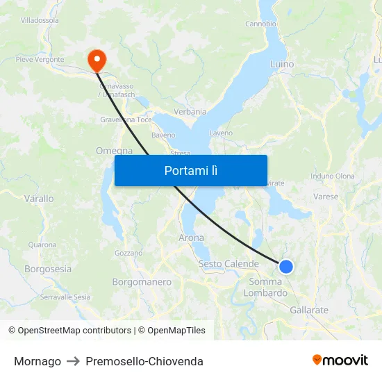 Mornago to Premosello-Chiovenda map