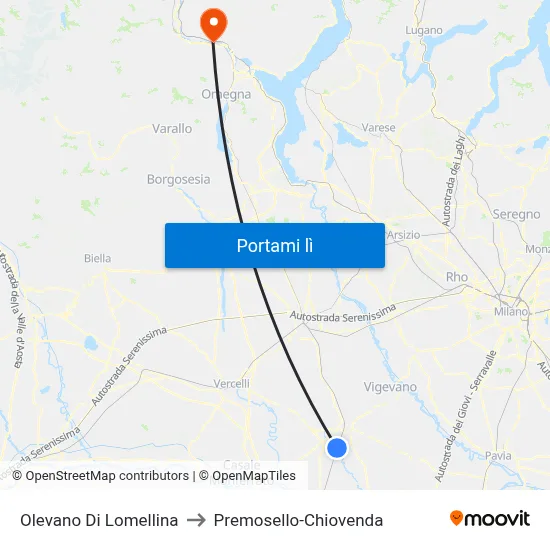 Olevano Di Lomellina to Premosello-Chiovenda map