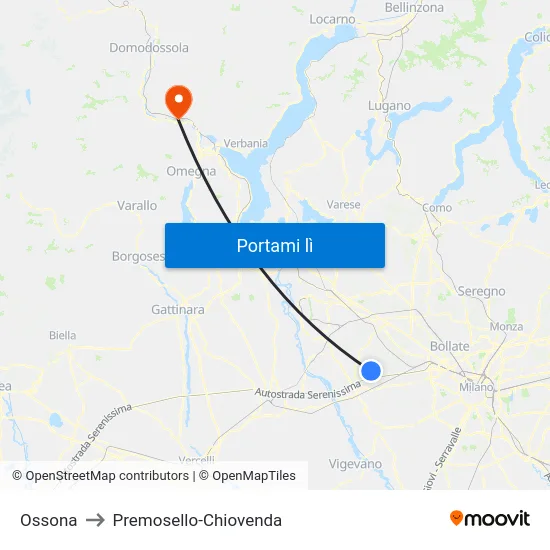 Ossona to Premosello-Chiovenda map
