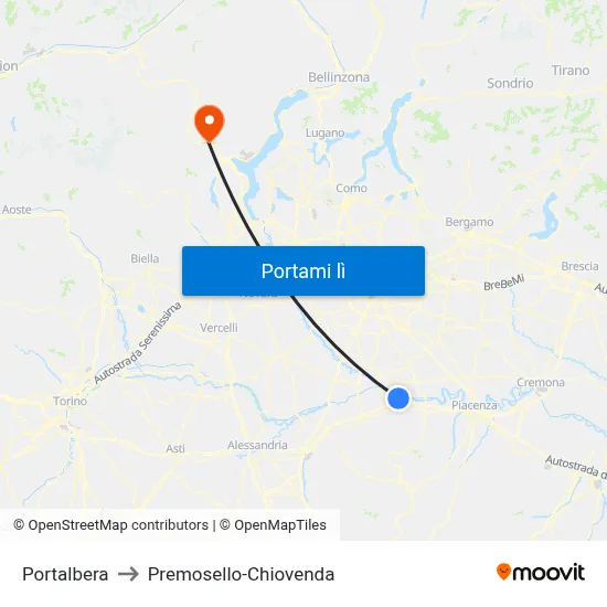 Portalbera to Premosello-Chiovenda map