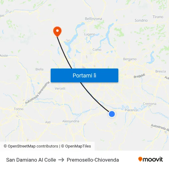 San Damiano Al Colle to Premosello-Chiovenda map