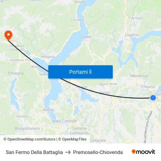 San Fermo Della Battaglia to Premosello-Chiovenda map