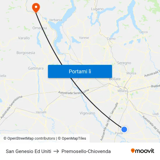San Genesio Ed Uniti to Premosello-Chiovenda map