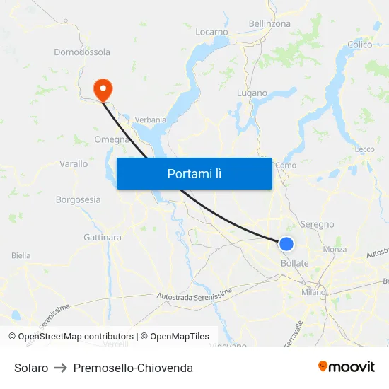 Solaro to Premosello-Chiovenda map