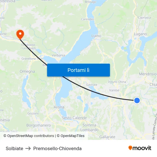 Solbiate to Premosello-Chiovenda map