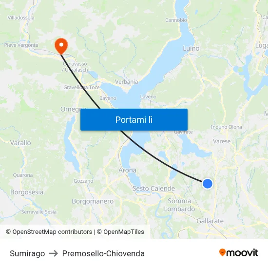 Sumirago to Premosello-Chiovenda map