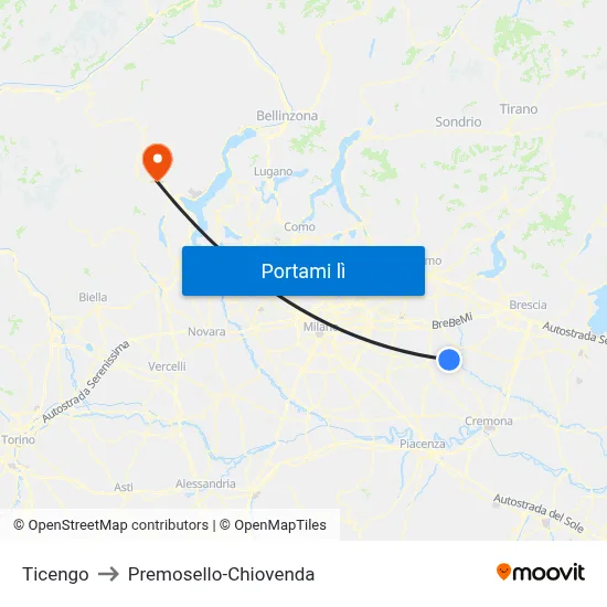 Ticengo to Premosello-Chiovenda map