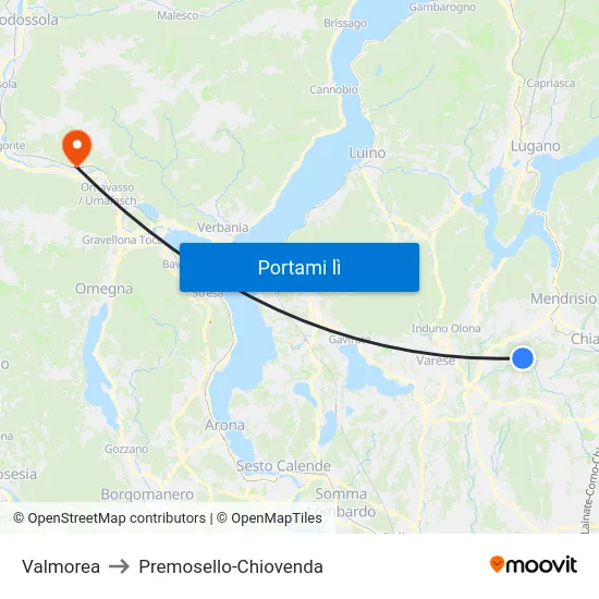 Valmorea to Premosello-Chiovenda map