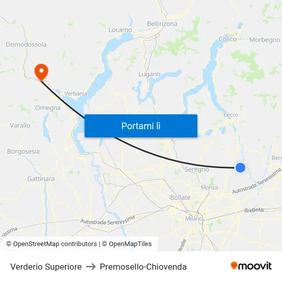 Verderio Superiore to Premosello-Chiovenda map