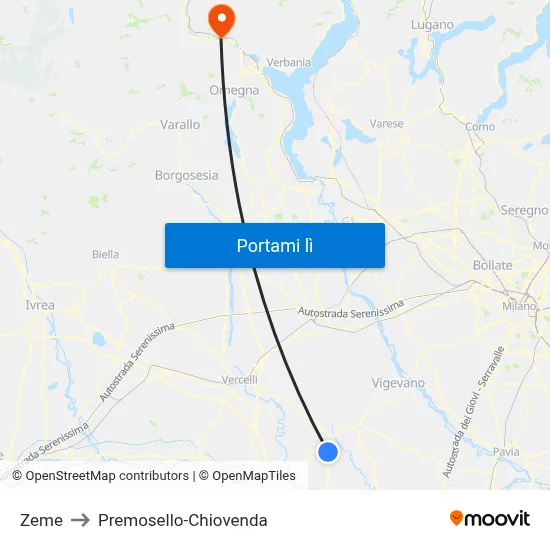 Zeme to Premosello-Chiovenda map
