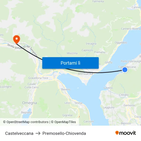 Castelveccana to Premosello-Chiovenda map