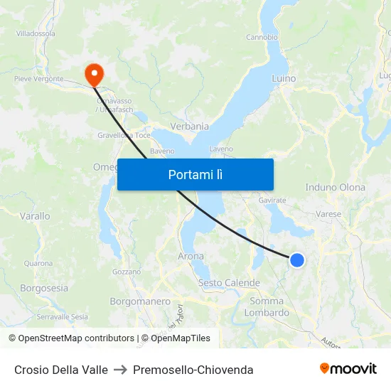 Crosio Della Valle to Premosello-Chiovenda map