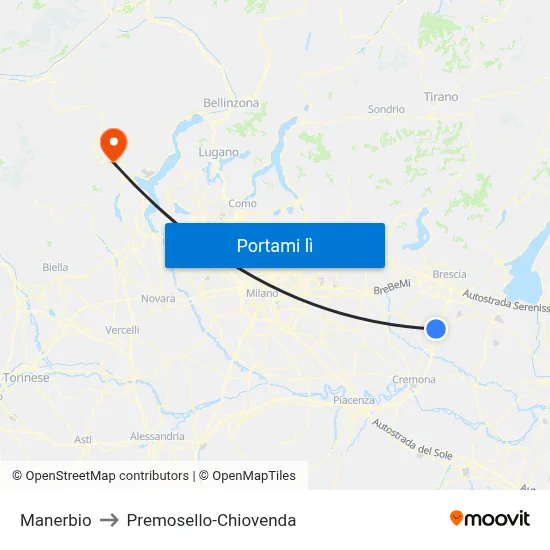 Manerbio to Premosello-Chiovenda map