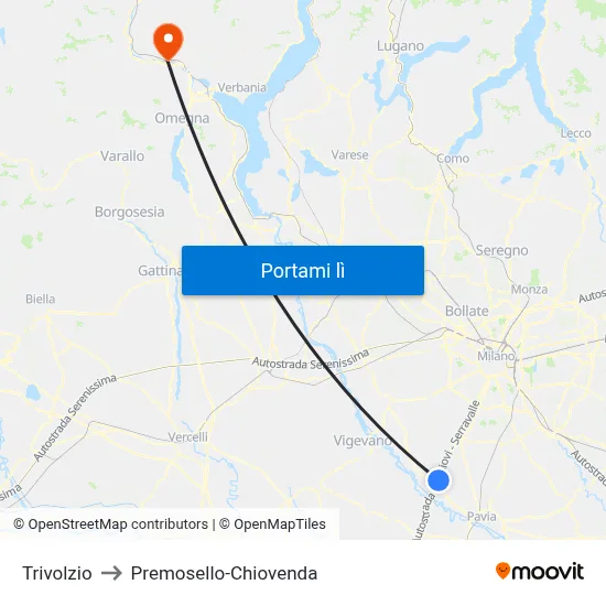Trivolzio to Premosello-Chiovenda map