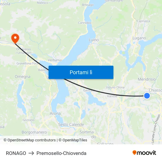 RONAGO to Premosello-Chiovenda map