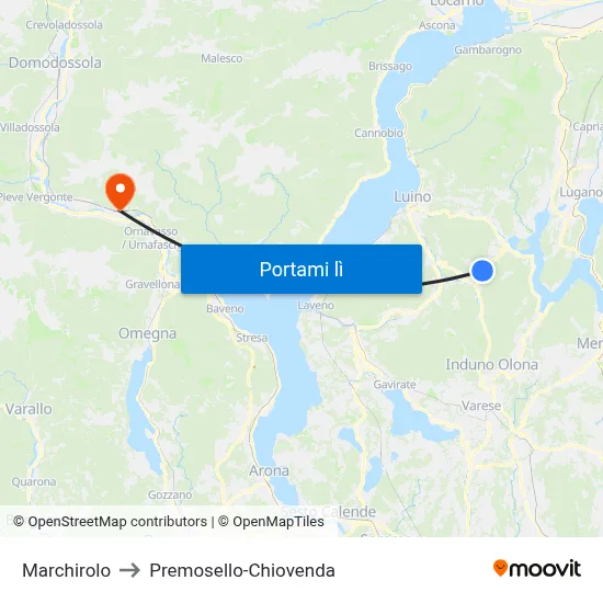 Marchirolo to Premosello-Chiovenda map