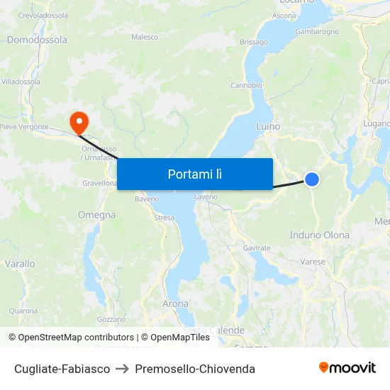 Cugliate-Fabiasco to Premosello-Chiovenda map