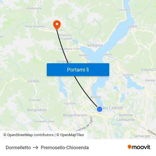 Dormelletto to Premosello-Chiovenda map
