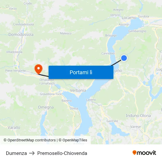 Dumenza to Premosello-Chiovenda map