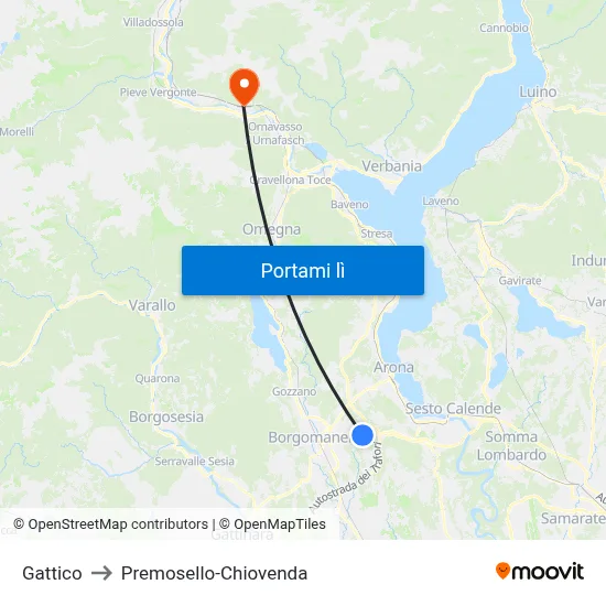 Gattico to Premosello-Chiovenda map