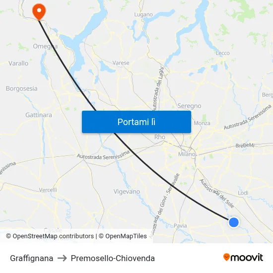 Graffignana to Premosello-Chiovenda map
