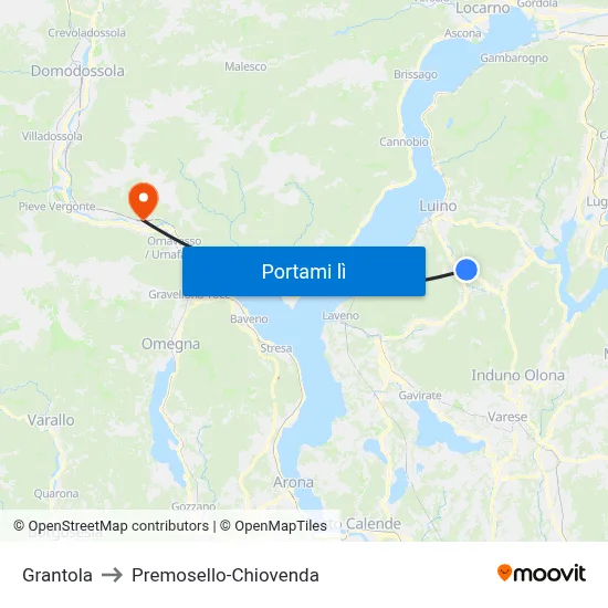 Grantola to Premosello-Chiovenda map