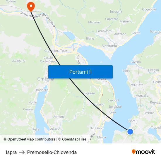 Ispra to Premosello-Chiovenda map