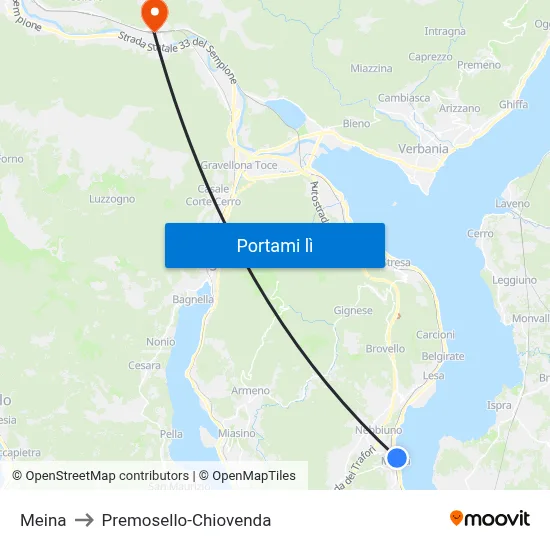 Meina to Premosello-Chiovenda map