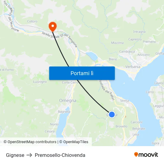 Gignese to Premosello-Chiovenda map