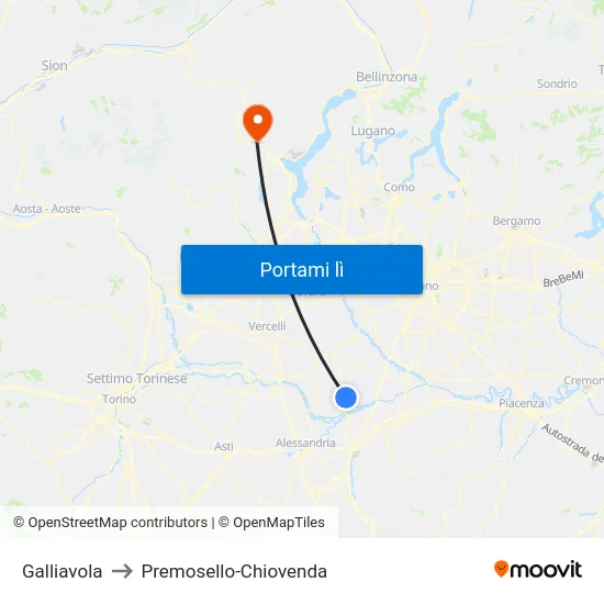 Galliavola to Premosello-Chiovenda map
