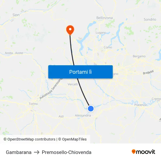 Gambarana to Premosello-Chiovenda map
