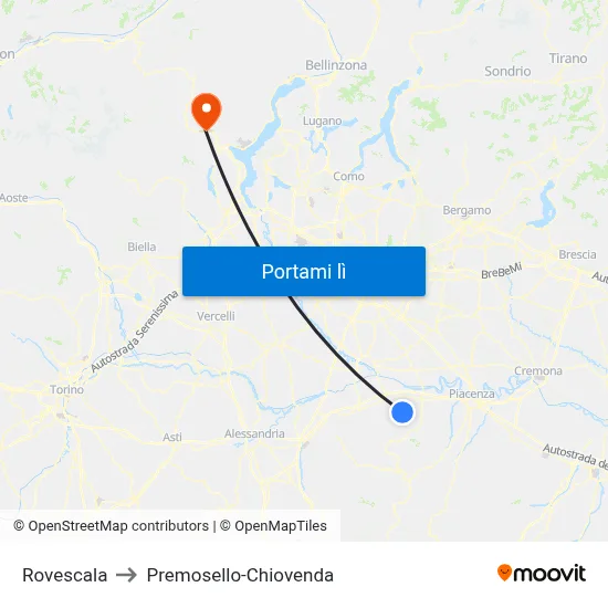 Rovescala to Premosello-Chiovenda map