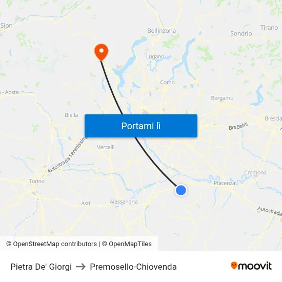 Pietra De' Giorgi to Premosello-Chiovenda map