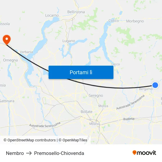 Nembro to Premosello-Chiovenda map
