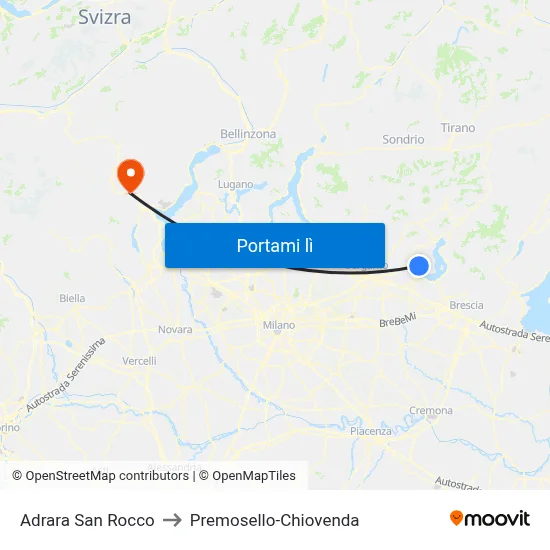 Adrara San Rocco to Premosello-Chiovenda map