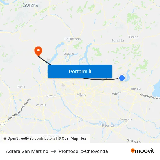 Adrara San Martino to Premosello-Chiovenda map