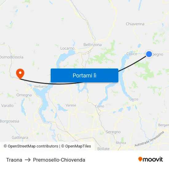 Traona to Premosello-Chiovenda map