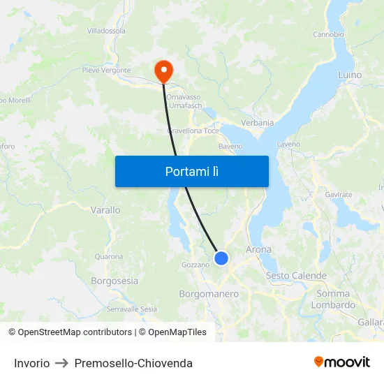 Invorio to Premosello-Chiovenda map